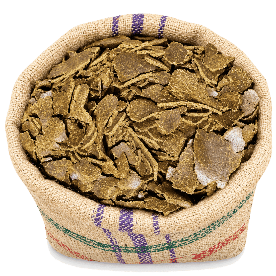 Do Bhai Sarso Khal — mustard cake flakes in a jute sack